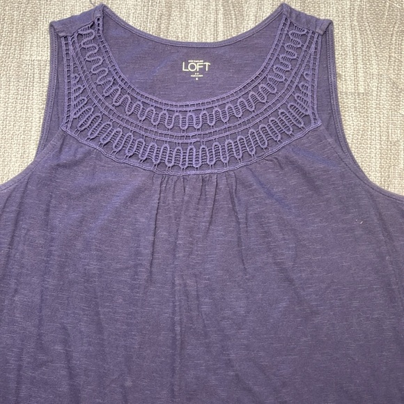 LOFT Navy Tank, Embroidered neck detail - Women’s Size S - Picture 2 of 5